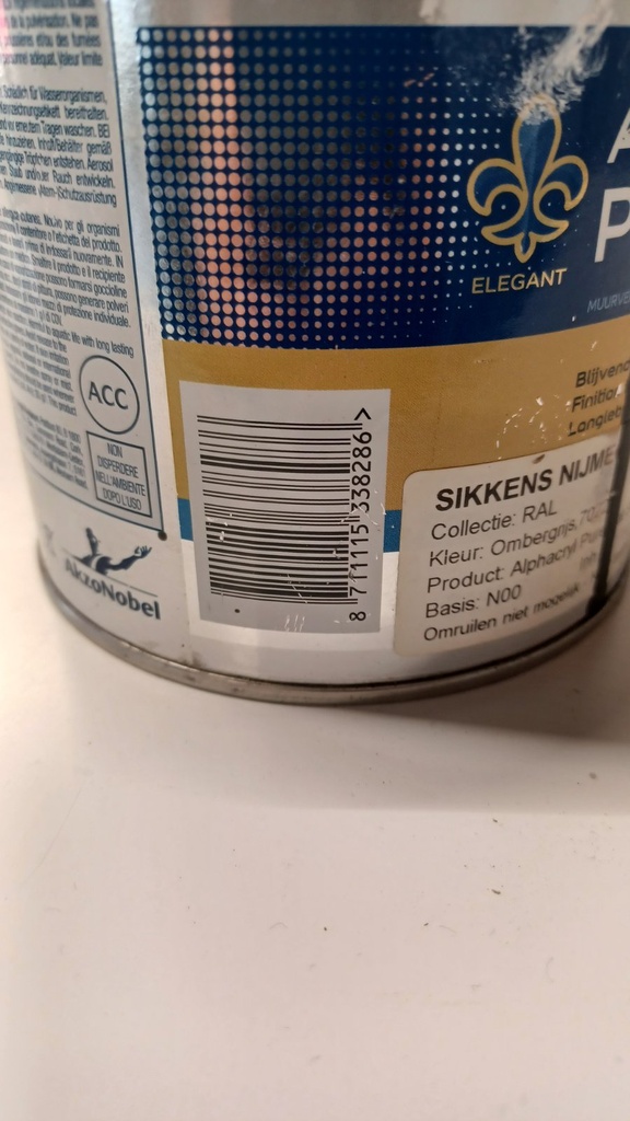 Sikkens Alphacryl Pure Mat SF - Ombergrijs (RAL 7022) ean_label