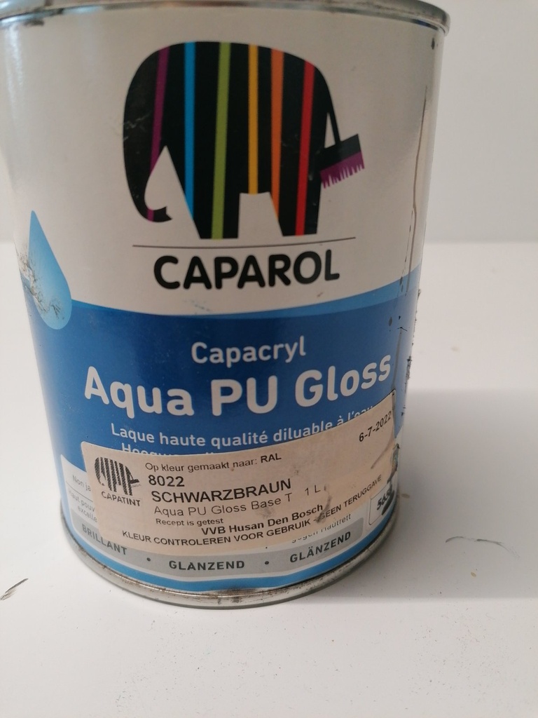 Caparol Capacryl Aqua PU Gloss - Schwarzbraun (RAL 8022) label2
