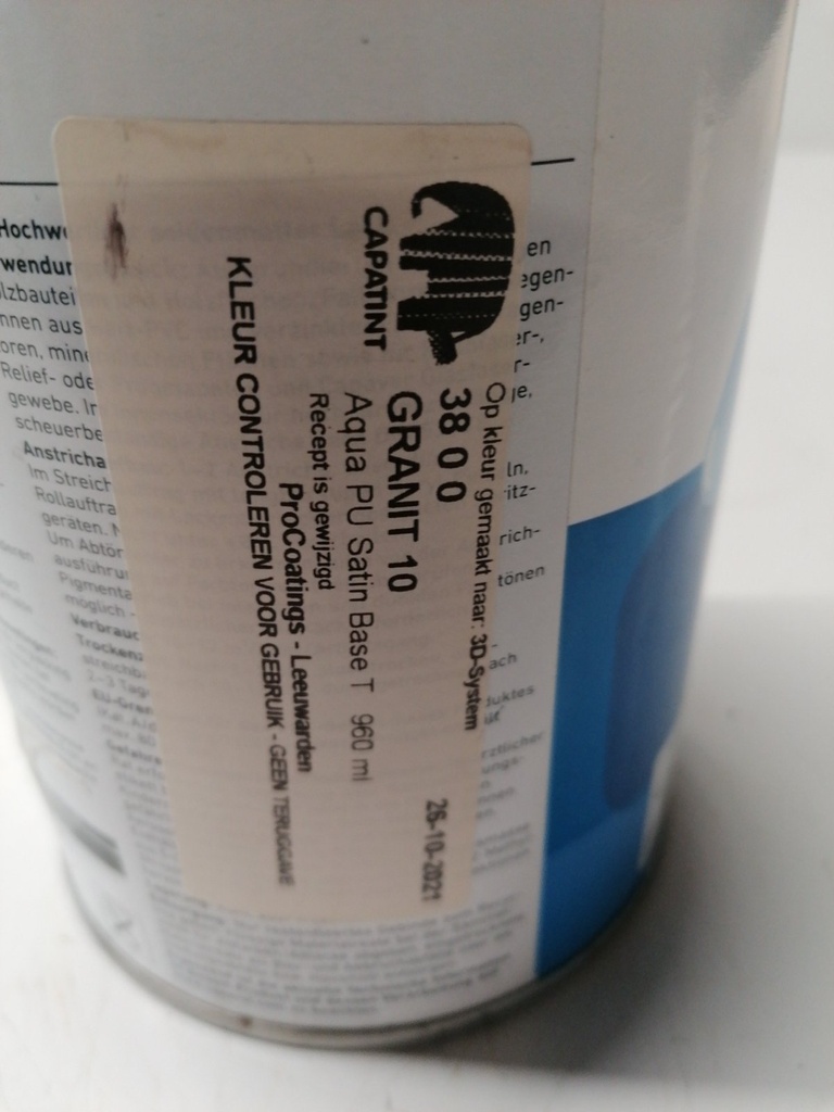 Caparol Capacryl Aqua PU Satin - GRANIT 10 (3D 3800) label2