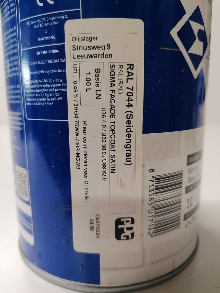 Sigma Coatings Sigma Façade Topcoat Satin - Seidengrau (RAL 7044) label2