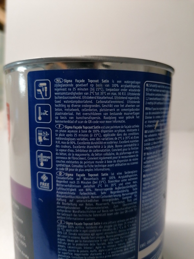 Sigma Coatings Sigma Façade Topcoat Satin - Seidengrau (RAL 7044) extra