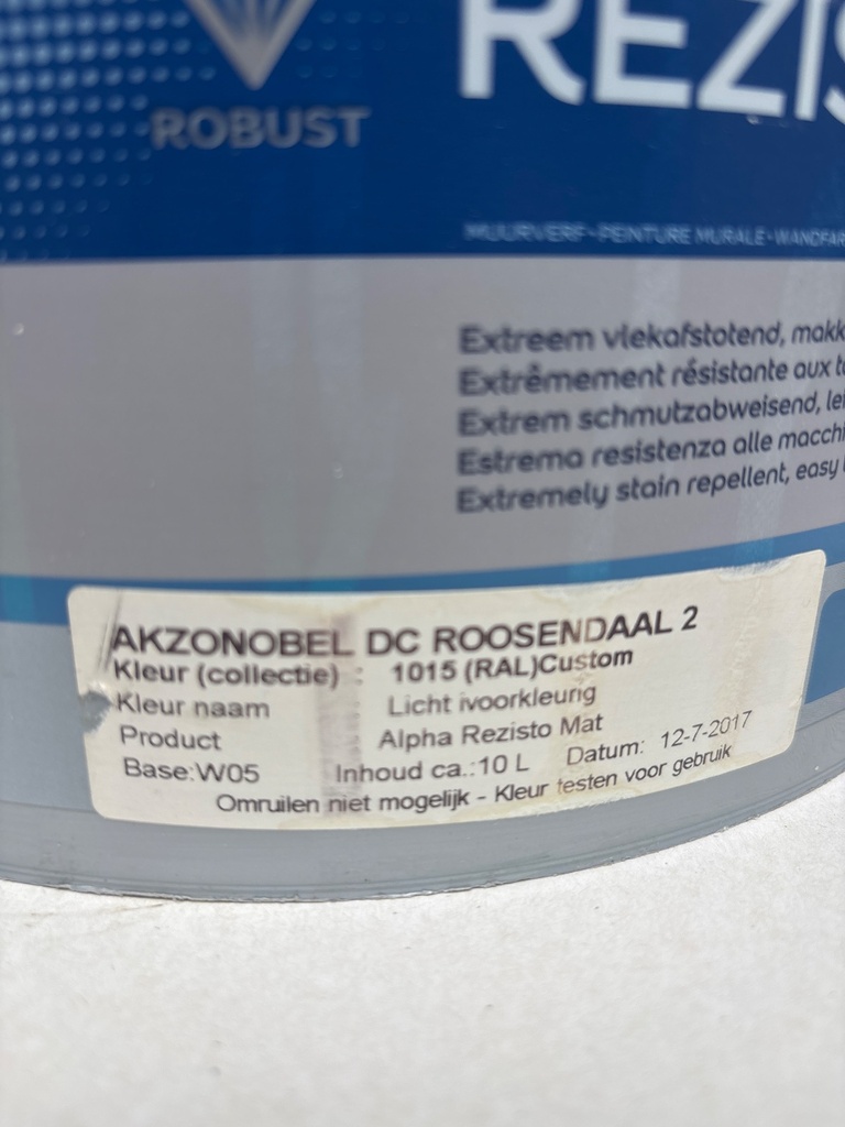 Sikkens Alpha Rezisto Mat - Licht ivoorkleuring (RAL 1015) label2