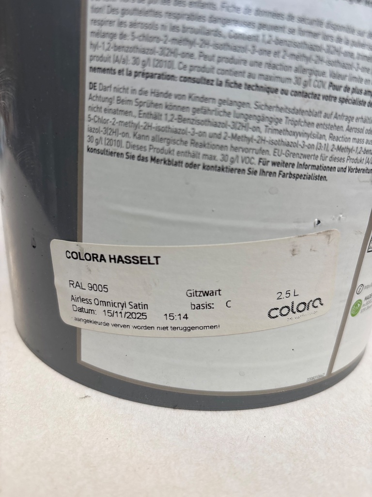Boss Paints Airless Omnicryl Satin - Gitzwart (RAL 9005) label2