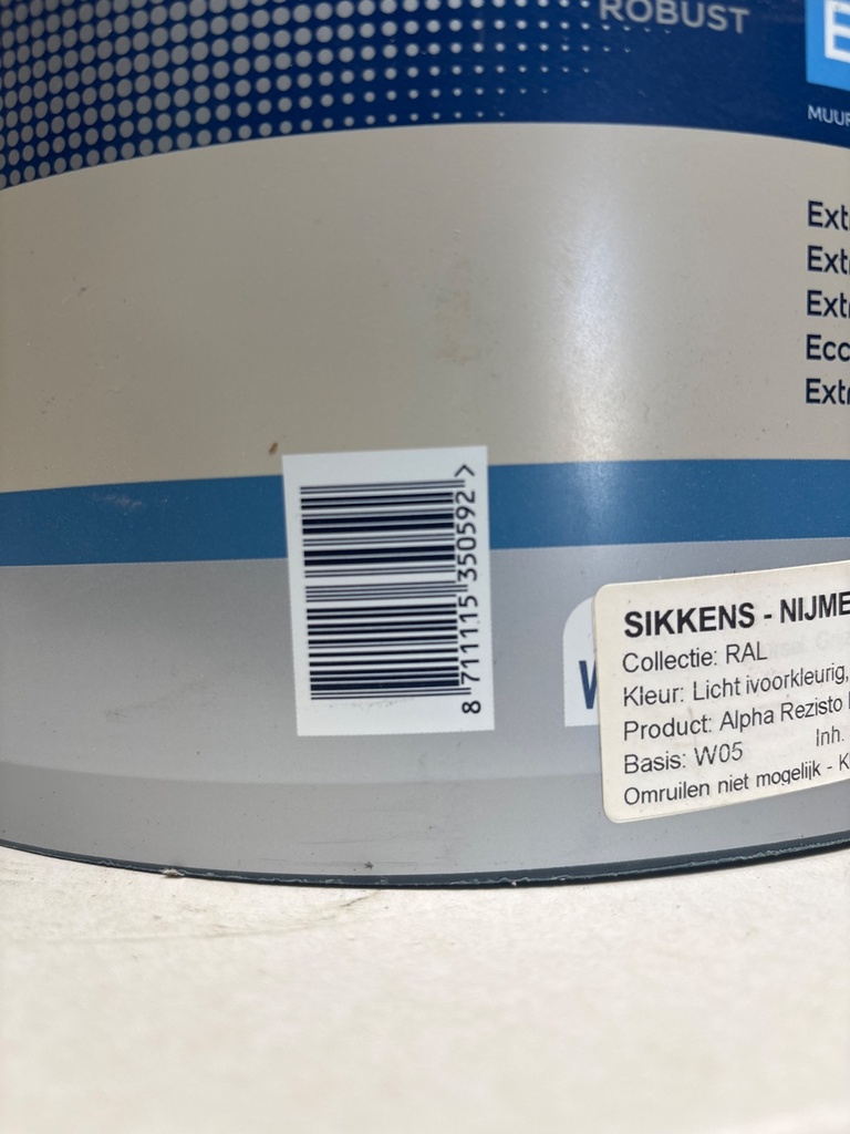 Sikkens Alpha Rezisto Easy Clean - Licht ivoorkleurig (RAL 1015) ean_label