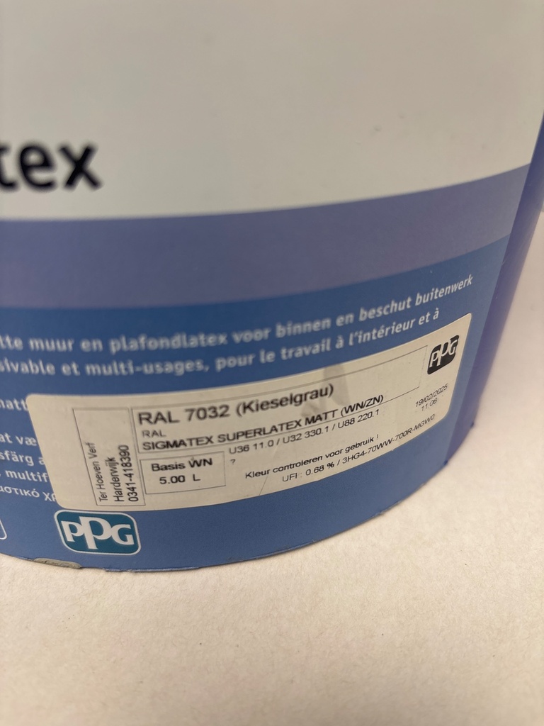 Sigma Coatings Sigmatex Superlatex Matt - Kieselgrau (RAL 7032) label2
