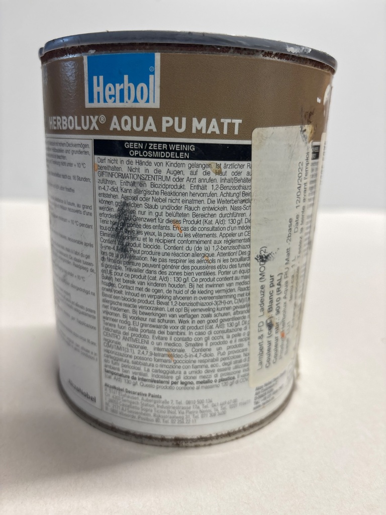 Herbol Herbolux Aqua PU Matt - Blanc pur (RAL 9010) back2