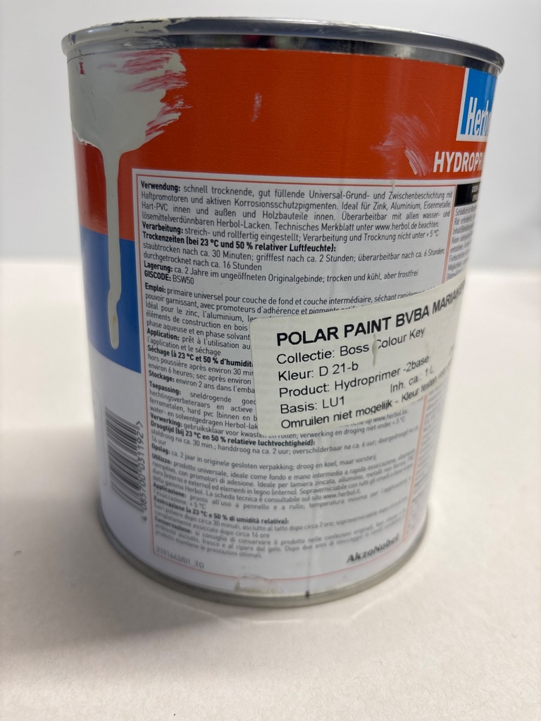 Herbol Hydroprimer - (Boss Colour Key D 21-b) back