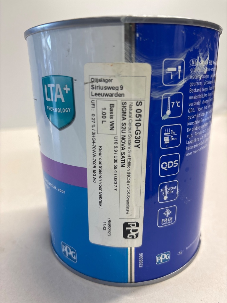 Sigma Coatings S2U Nova Satin - (NCS S 0510-G30Y) label2