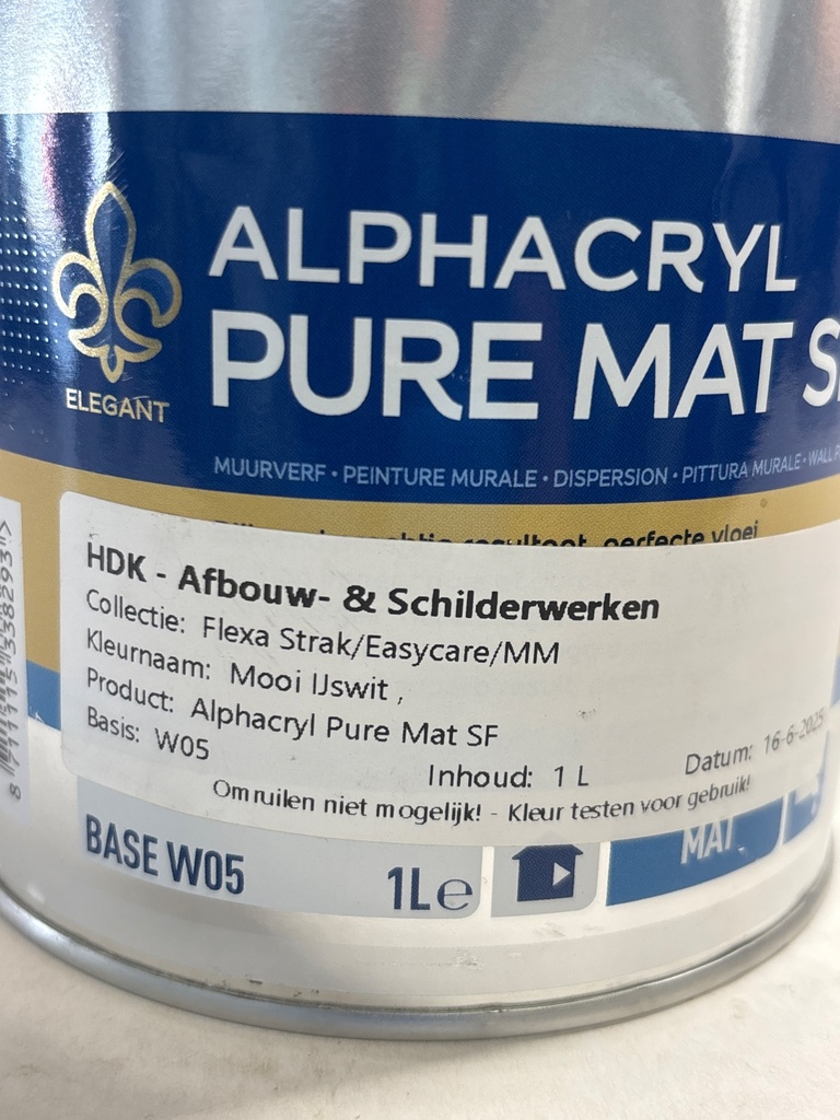 Sikkens Alphacryl Pure Mat SF - Mooi IJs wit label2