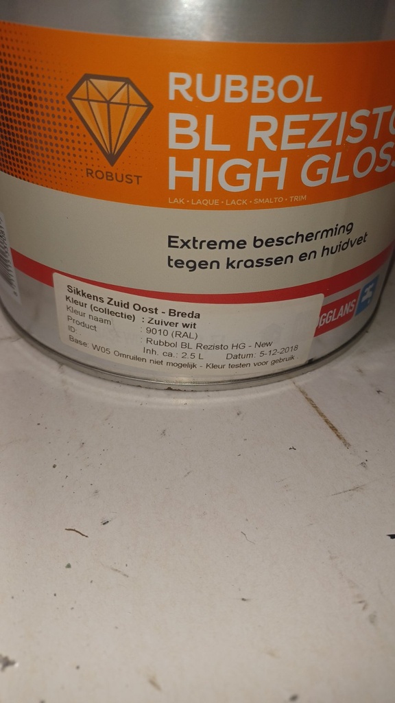 Sikkens Rubbol BL Rezisto High Gloss - Zuiver wit (RAL 9010) label2