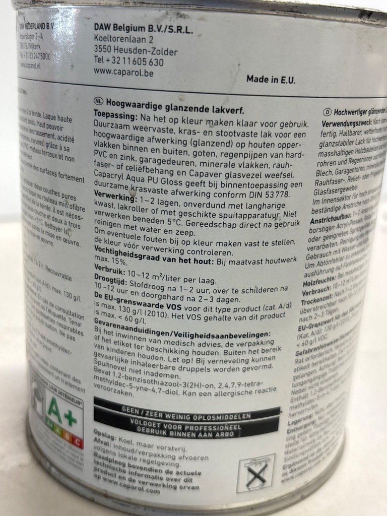 Caparol Capacryl Aqua PU Gloss - Kieselgrau (RAL 7032) back2