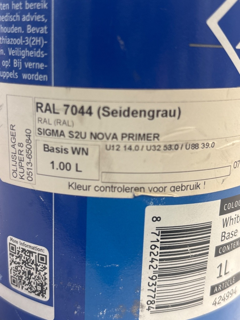 Sigma Coatings S2U Nova Primer - Seidengrau (RAL 7044) label2