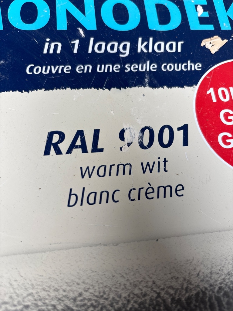 Histor Monodek - Warm wit (RAL 9001) label2