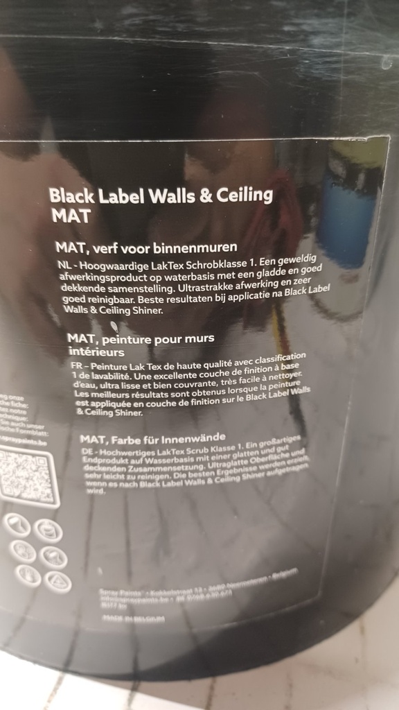 Roll Paints Black Label Walls & Ceiling MAT - Zwart (NCS S 2500-N) back
