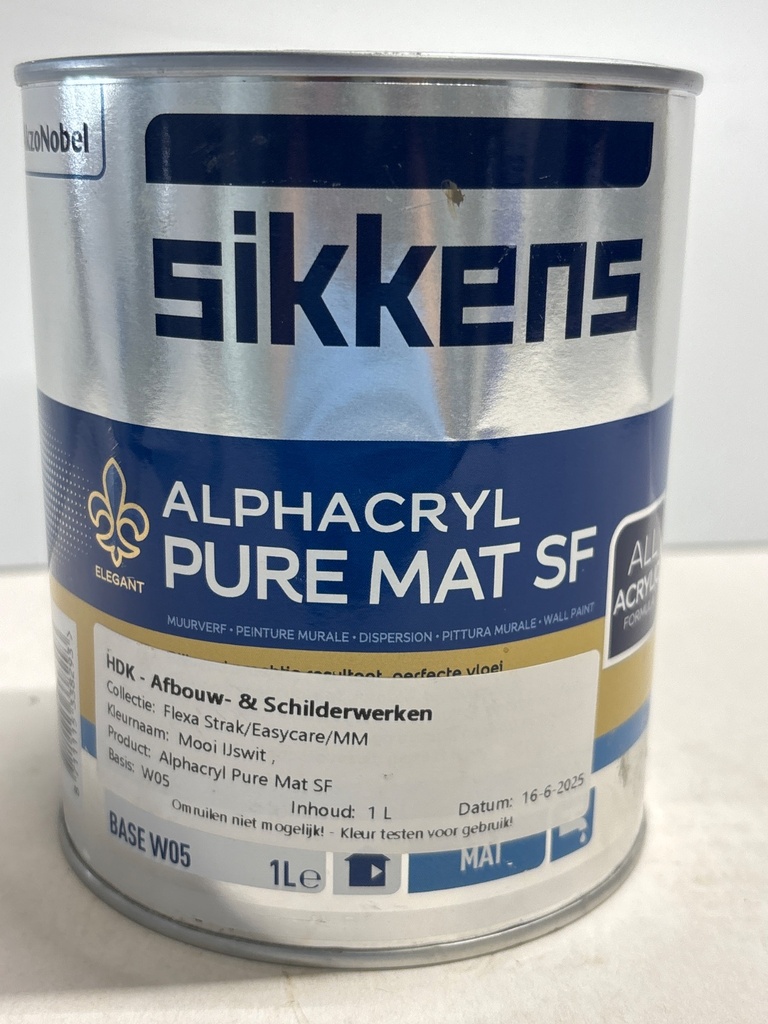 Sikkens Alphacryl Pure Mat SF - Mooi IJs wit