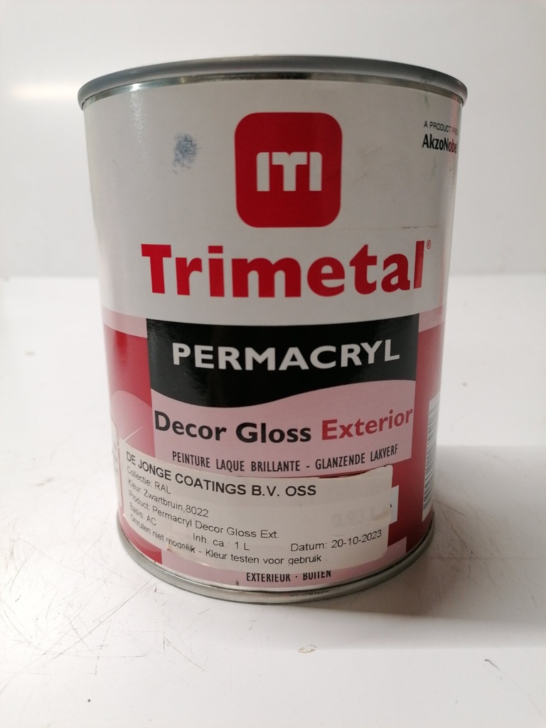 Trimetal Permacryl Decor Gloss Exterior - Zwartbruin (RAL 8022)