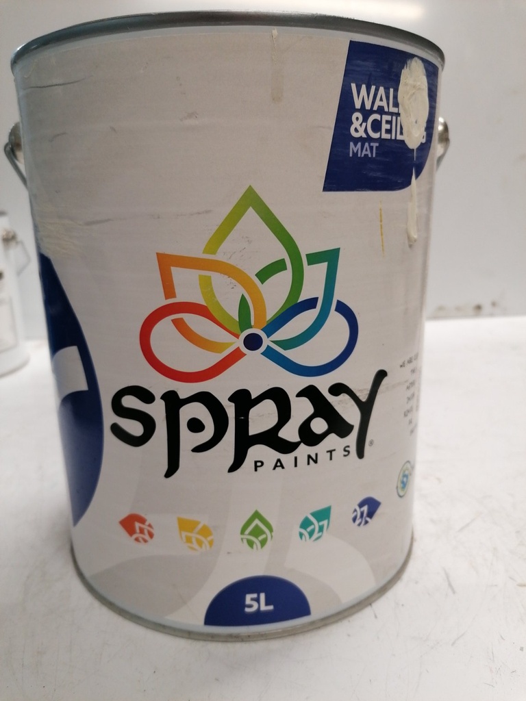 Spray Paints White Label Wall & Ceiling Mat / Pura Muurverf Extra Mat 5L
